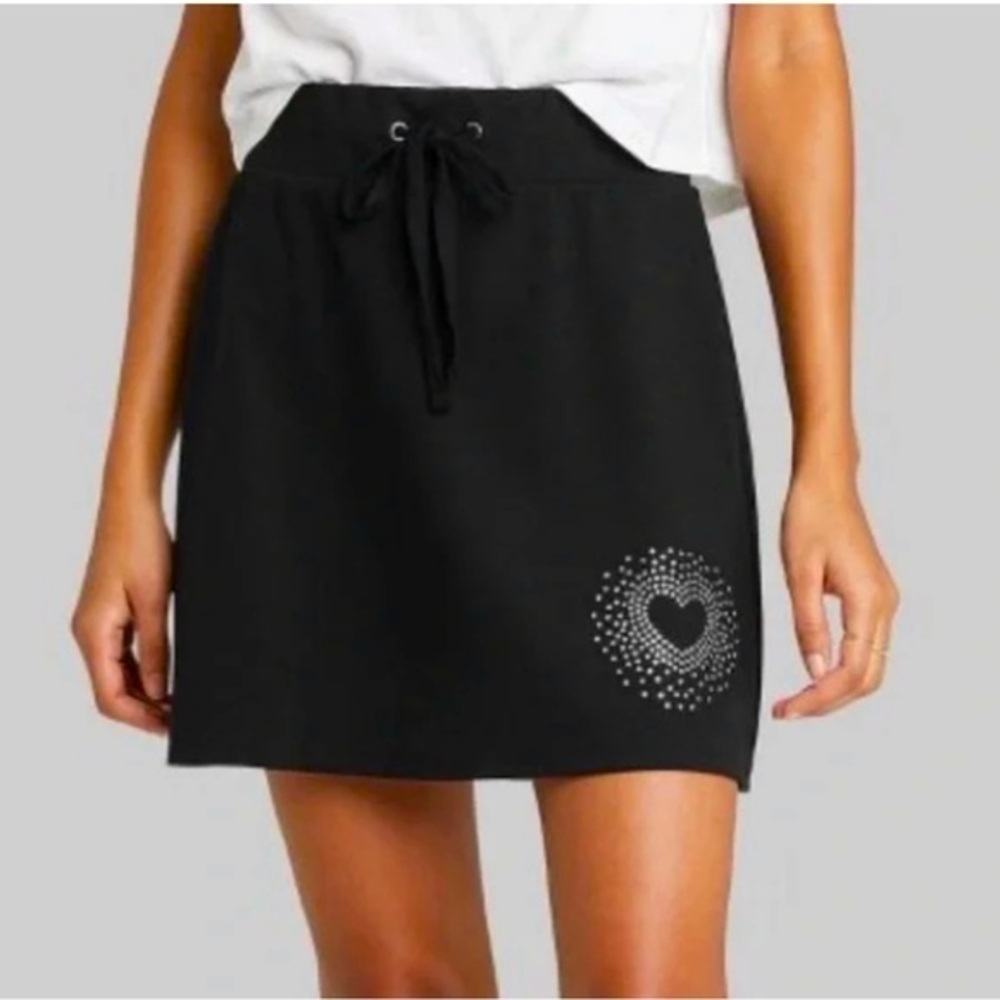 Wild Fable Skirt Women Black Knit Jeweled Heart Mini A Line Tennis Skirt Medium